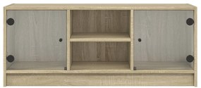 vidaXL Έπιπλο Τηλεόρασης Sonoma Δρυς 102x37x42 εκ. με Γυάλινες Πόρτες