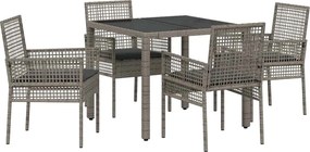 vidaXL Σέτ φαγητού για κήπο 5 pcs Γκρι συνθετικό ρατάν