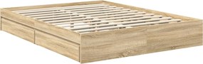 vidaXL Κρεβάτι Αποθήκης Δρύς Sonoma 150 x 200 cm Επεξεργασμένο ξύλο