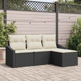 vidaXL Σετ Καναπέ Κήπου 4 pcs Μαύρο Πολυ ράταν