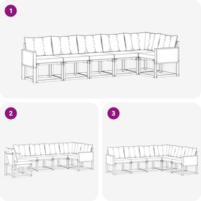 vidaXL Σειρά Καναπέ Εξωτερικού 6 pcs Φυσικό και Μπεζ