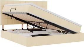 vidaXL LED Κρεβάτι αποθήκευσης με στρώμα Κρέμ 180 x 200 cm Ύφασμα