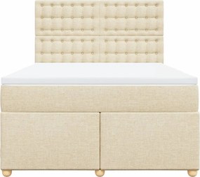 vidaXL Κρεβάτι Boxspring με Στρώμα Κρεμ 140x200 εκ. Υφασμάτινο
