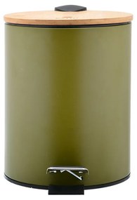 Χαρτοδοχείο Μπάνιου Bamboo Essentials Soft Close 5Lt Olive Green 24.4x21.5x29.4cm