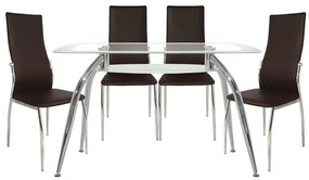 Σετ τραπεζαρίας C10060.03 5τμχ με Τραπέζι NORRIS 120x75x75εκ. &amp; Καρέκλες KIM Καφέ