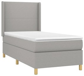 vidaXL Κρεβάτι Boxspring με Στρώμα &amp; LED Αν.Γκρι 100x200εκ. Υφασμάτινο