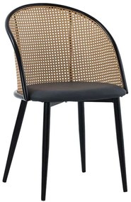 Καρέκλα Riccardo 058-000069 56x52x82cm Natural-Black Rattan, Μέταλλο