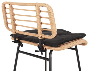 Σκαμπό Μπαρ ALLEGRA C5708.11 Μεταλλικό Ψηλό με Μπεζ Wicker &amp; Μαύρο Μαξιλάρι 48x49x99,5Υεκ. 48x49x99.5 εκ.