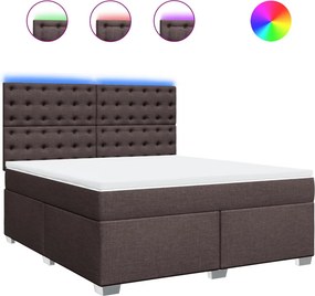 vidaXL Κρεβάτι Boxspring με Στρώμα Σκούρο Καφέ 180x200 εκ Υφασμάτινο
