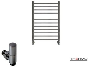 Thermo BELLAVIA Θερμαινόμενη πετσετοκρεμάστρα από ανοξείδωτο χάλυβα με υδραυλική λειτουργία, 75x50cm Black Brushed PVD