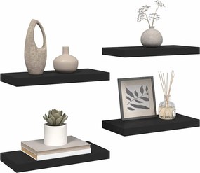 vidaXL Ράφια Τοίχου 4 τεμ. Μαύρα 50x23,5x3,8 εκ. MDF