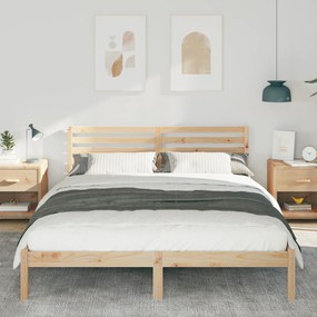 vidaXL Σκελετός Κρεβατιού Καφέ 160 x 220 cm Συμπαγές ξύλο πεύκου
