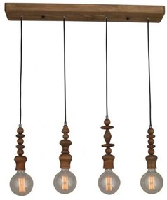 Φωτιστικό κρεμαστό ράγα MELODY AGED ξύλινο HL-040R-4P Homelighting-77-2737-Φυσικό 77-2737