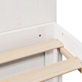 Κρεβάτι Βιβλιοθήκη Χωρίς Στρώμα Λευκό 135x190 εκ Μασίφ Πεύκο - Λευκό