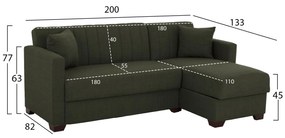 ΚΑΝΑΠΕΣ ΚΡΕΒΑΤΙ GHUFRAN ΓΩΝΙΑ ΑΝΑΣΤΡΕΨΙΜΗ DARK OLIVE  200x133x77Yεκ.