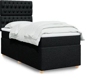 vidaXL Κρεβάτι Boxspring με Στρώμα Μαύρο 90x190 εκ.Υφασμάτινο