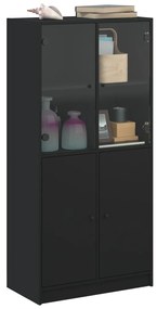 vidaXL Ντουλάπα με Πόρτες Μαύρο 68x37x142 εκ. Επεξεργασμένο Ξύλο