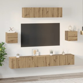vidaXL Ράφι Τηλεόρασης Άλλο 7 pcs Χειροποίητη δρυς 80 x 30 x 30 εκ.