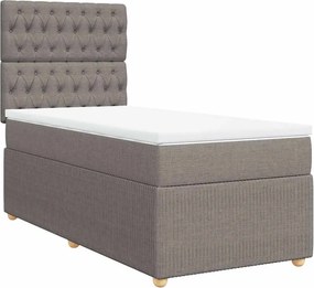 vidaXL Κρεβάτι Boxspring με Στρώμα Taupe 90x200 εκ. Υφασμάτινο