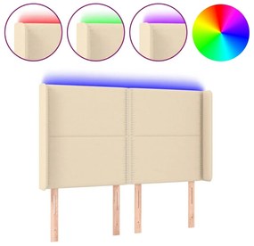 Κεφαλάρι Κρεβατιού LED Κρεμ 147x16x118/128 εκ. Υφασμάτινο - Κρεμ