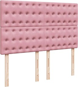 vidaXL Κρεβάτι Boxspring με Στρώμα Ροζ 140x190 εκ. Βελούδινο