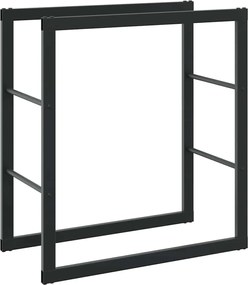 vidaXL Ράφι Καυσόξυλων Μαύρο 55x30x61 εκ. Ατσάλινο