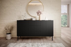 Μπουφές Niki 150x85x45cm με 3 συρτάρια, Μαύρο ματ / μαύρα πόδια - BOG4589