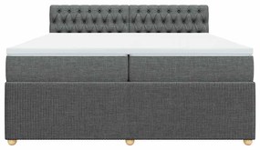 vidaXL Κρεβάτι Boxspring με Στρώμα Σκούρο Γκρι 200x200 εκ. Υφασμάτινο