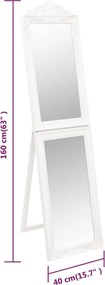vidaXL Καθρέπτης Επιδαπέδιος Λευκός 40 x 160 εκ.