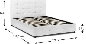 Κρεβάτι Iro Megapap από τεχνόδερμα με αποθηκευτικό χώρο χρώμα λευκό 160x200εκ.