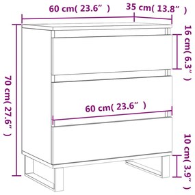 Ντουλάπι Γκρι Sonoma 60x35x70 εκ. από Επεξεργασμένο Ξύλο - Γκρι