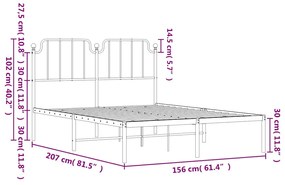 ΠΛΑΙΣΙΟ ΚΡΕΒΑΤΙΟΥ ΜΕ ΚΕΦΑΛΑΡΙ ΛΕΥΚΟ 150 X 200 ΕΚ. ΜΕΤΑΛΛΙΚΟ 373938