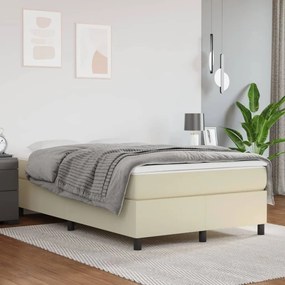 vidaXL Κρεβάτι Boxspring με Στρώμα Κρεμ 120x200εκ. από Συνθετικό Δέρμα