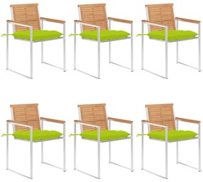 vidaXL Καρέκλες Κήπου 6 τεμ. από Μασίφ Ξύλο Teak με Μαξιλάρια