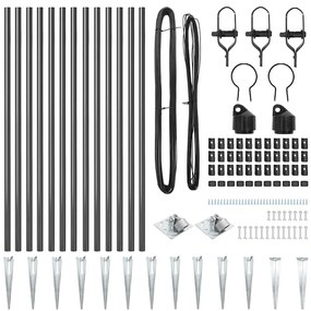 vidaXL Πό posts φράχτη 13 pcs Γκρι Ø32mm 100 εκ. Γαλβανισμένος χάλυβας