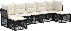vidaXL Σετ Καναπέ Κήπου 7 pcs Μαύρο συνθετικό ρατάν