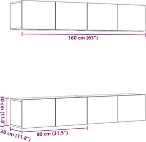 vidaXL 4 τεμαχίων σετ επίτοιχου ντουλαπιού τηλεόρασης