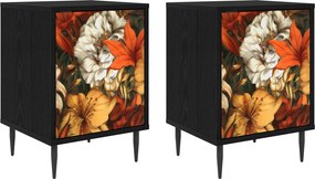 vidaXL Κομοδίνο GENNEP 2 τμχ. Μαύρη Δρυς 36 x 33 x 51 εκ.