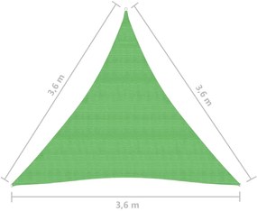 vidaXL Πανί Σκίασης Ανοιχτό Πράσινο 3,6 x 3,6 x 3,6 μ. από HDPE 160 γρ./μ²