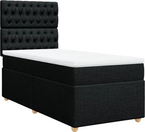 vidaXL Κρεβάτι Boxspring με Στρώμα Μαύρο 100 x 200 εκ. Υφασμάτινο