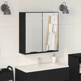 vidaXL Καθρέφτης μπάνιου  - Μαύρη βελανιδιά, 64x20x66,5 εκ, Κατασκευασμένος από επεξεργασμένο ξύλο
