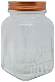Βάζο Αποθήκευσης 817535 1000ml Clear-Rose Gold Ankor Metal, Glass