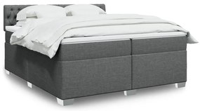 vidaXL Κρεβάτι Boxspring με Στρώμα Σκούρο Γκρι 200x200 εκ. Υφασμάτινο