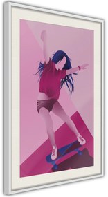 Αφίσα - Girl on a Skateboard - 20x30 - Μαύρο - Με πασπαρτού