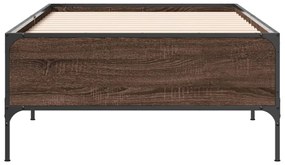 vidaXL Πλαίσιο Κρεβατιού Καφέ Δρυς 90x200 εκ. Επεξ. Ξύλο &amp; Μέταλλο