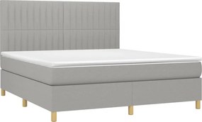 vidaXL Κρεβάτι Boxspring με Στρώμα &amp; LED Αν.Γκρι 180x200εκ. Υφασμάτινο