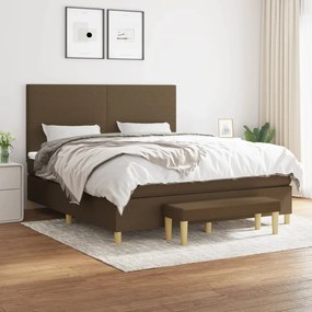 vidaXL Κρεβάτι Boxspring με Στρώμα Σκούρο Καφέ 160x200 εκ Υφασμάτινο