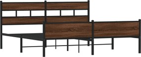 vidaXL Σκελετός Κρεβ. Χωρίς Στρώμα Καφέ Δρυς 183x213 εκ. Μεταλλικό