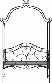 vidaXL Παγκάκι κήπου Μαύρο 121 x 48 x 200 εκ. Ατσάλι