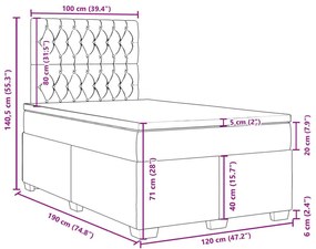 Κρεβάτι Boxspring με Στρώμα Μαύρο 120x190 εκ. Υφασμάτινο - Μαύρο